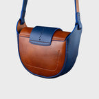 Royal Blue & Tan Saddle Crossbody Bag
