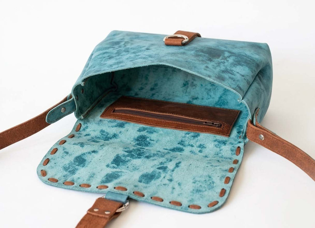 Aqua Blue Handmade Crossbody Bag