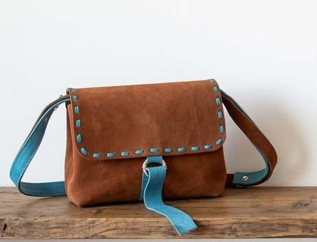Aqua Blue Handmade Crossbody Bag