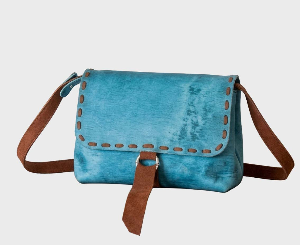 Aqua Blue Handmade Crossbody Bag