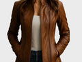 Women’s Heritage Burgundy Distressed Leather Biker Jacket