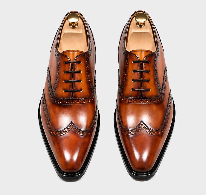 Midnight Blue High-Shine Hand-Burnished Oxfords