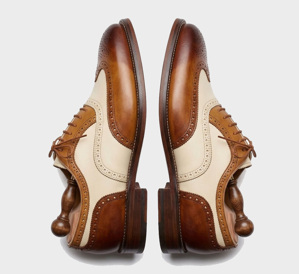 Artisan Hand-Burnished Tobacco Wingtip Oxfords