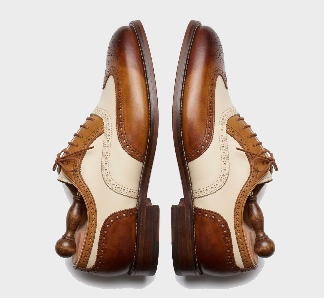 Artisan Hand-Burnished Tobacco Wingtip Oxfords
