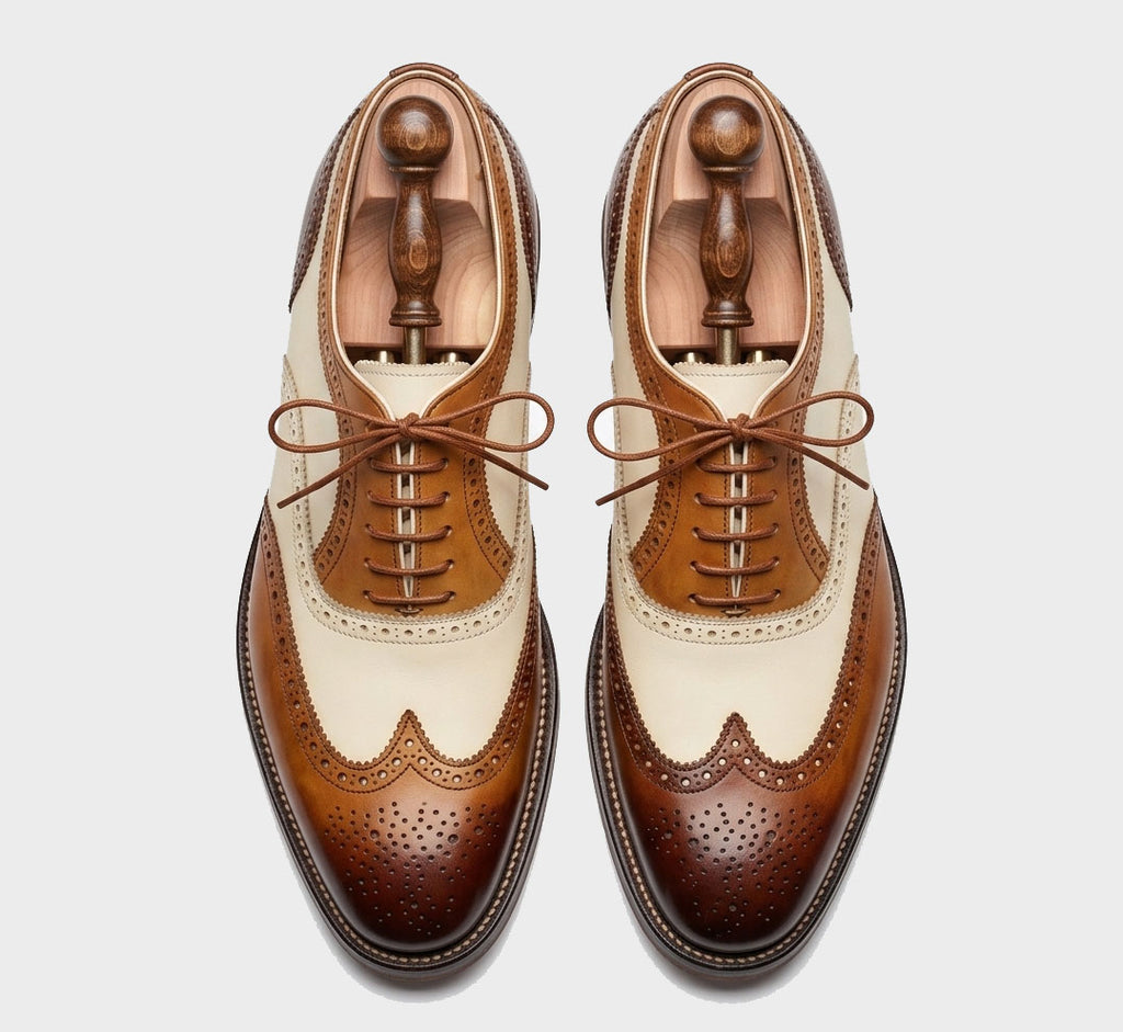 Artisan Hand-Burnished Tobacco Wingtip Oxfords