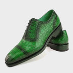 Emerald Crocodile-Embossed Oxford Brogues