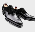 Onyx Tuxedo Velvet-Inlay Oxford Brogues