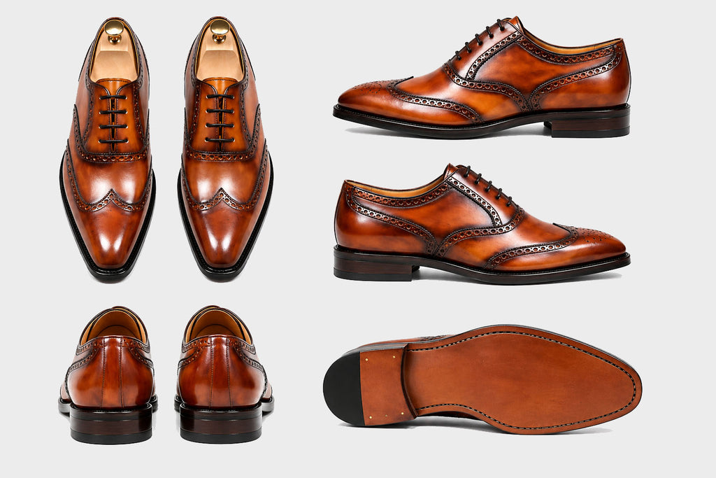 Midnight Blue High-Shine Hand-Burnished Oxfords