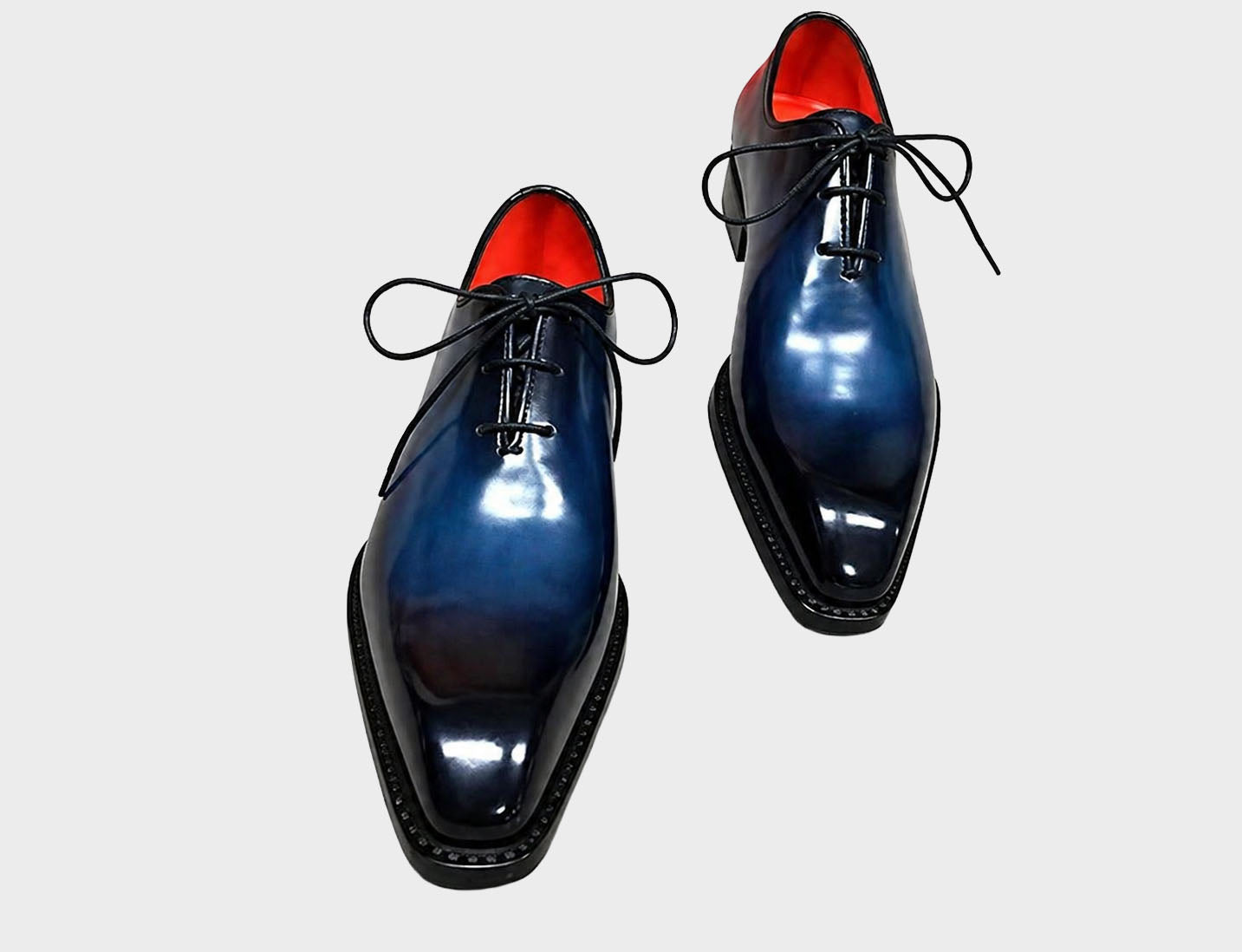 Midnight Azure Hand-Burnished Wholecut Oxfords