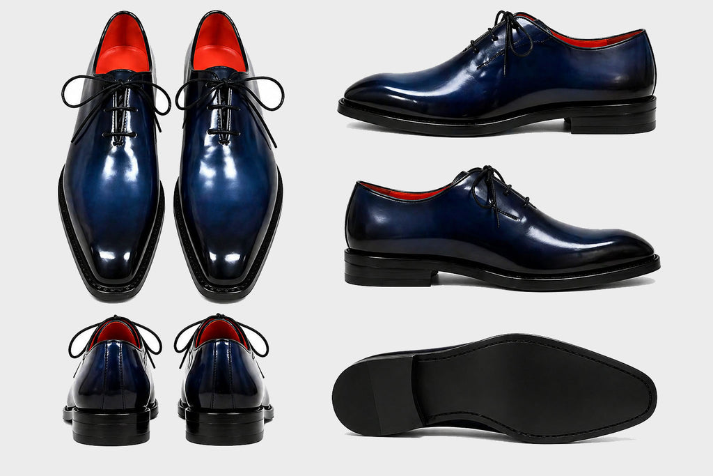 Midnight Azure Hand-Burnished Wholecut Oxfords