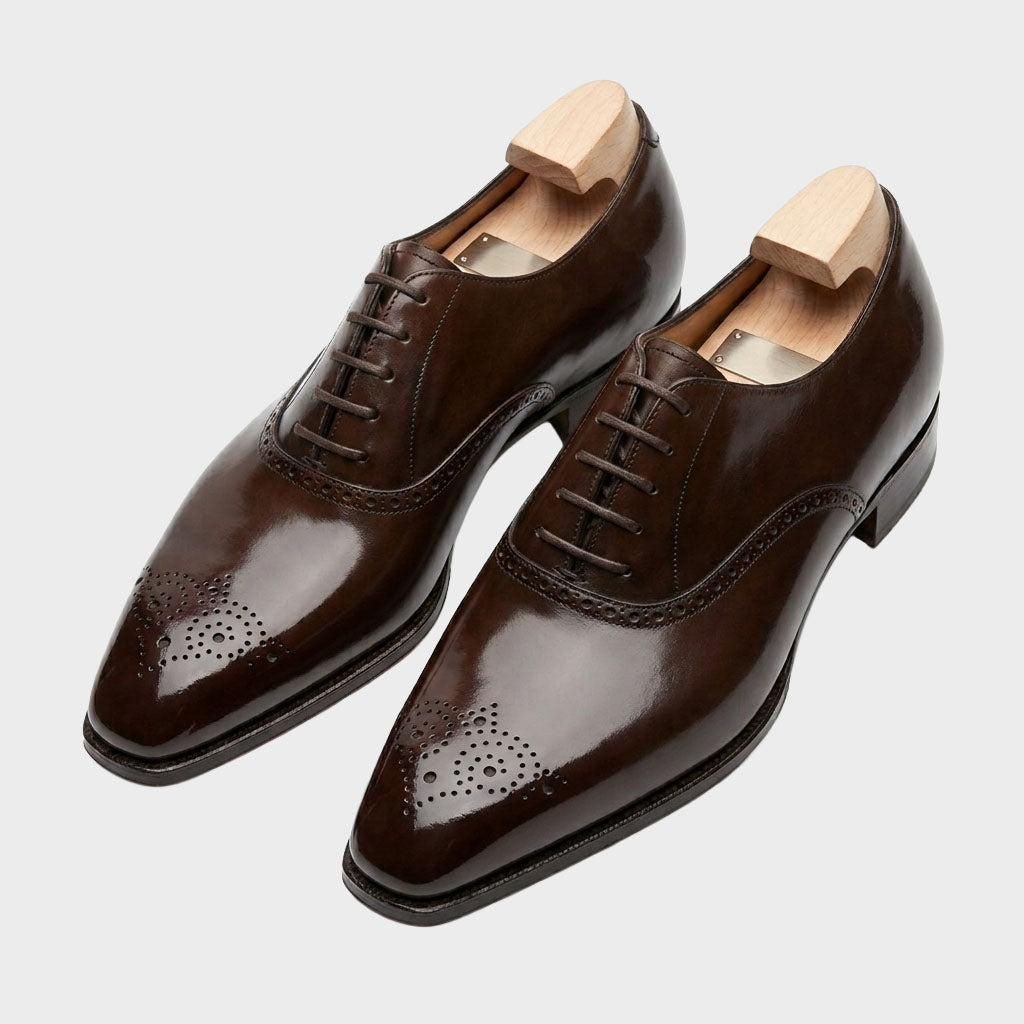 Midnight Azure Hand-Burnished Wholecut Oxfords