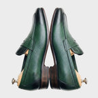 Verdant Forest Pebble-Grain Penny Loafers & Belt Set