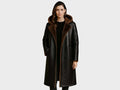 Aurora Shearling Hooded Leather Coat