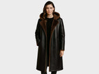 Aurora Shearling Hooded Leather Coat