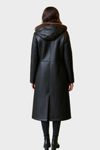 Aurora Shearling Hooded Leather Coat