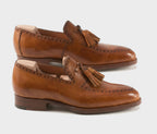 Heritage Tan Tassel Loafers with Brogue Detailing