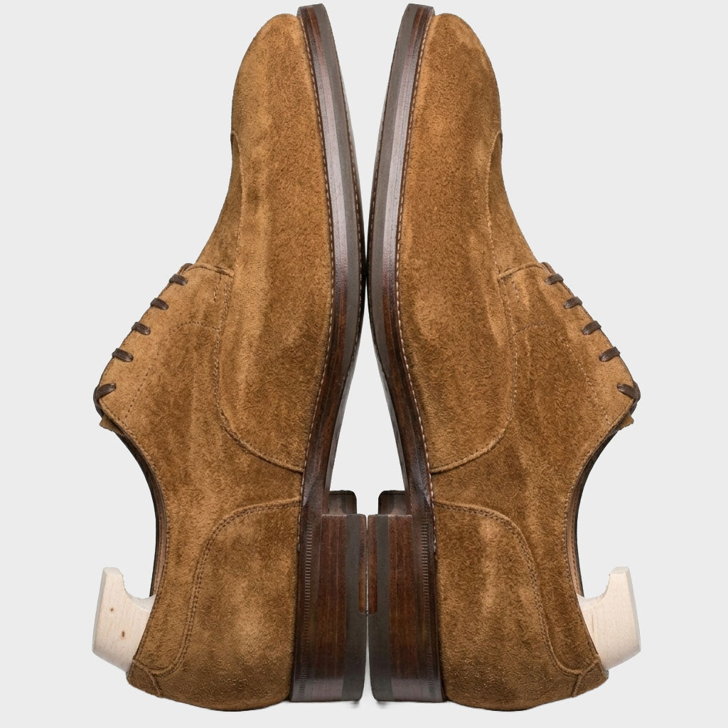 Golden-Oak Suede Formal Derby Shoes