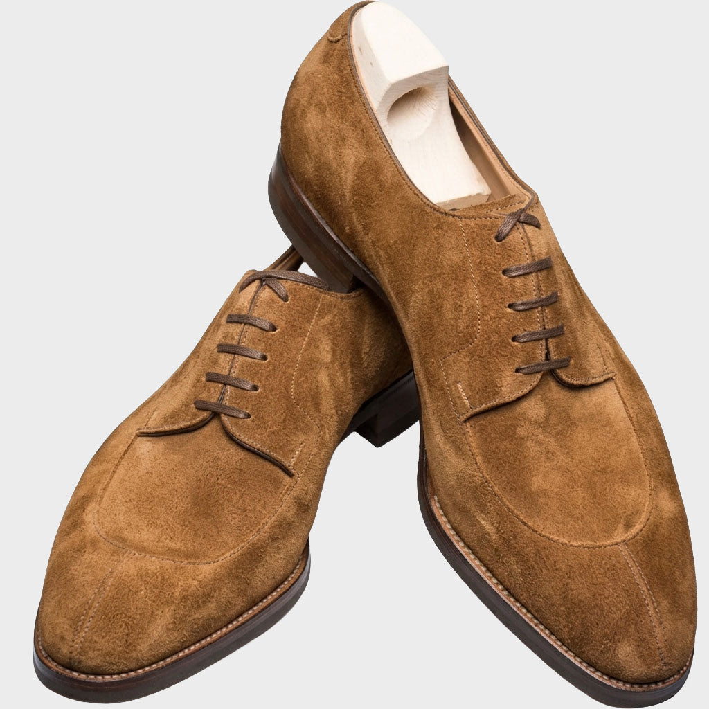 Golden-Oak Suede Formal Derby Shoes