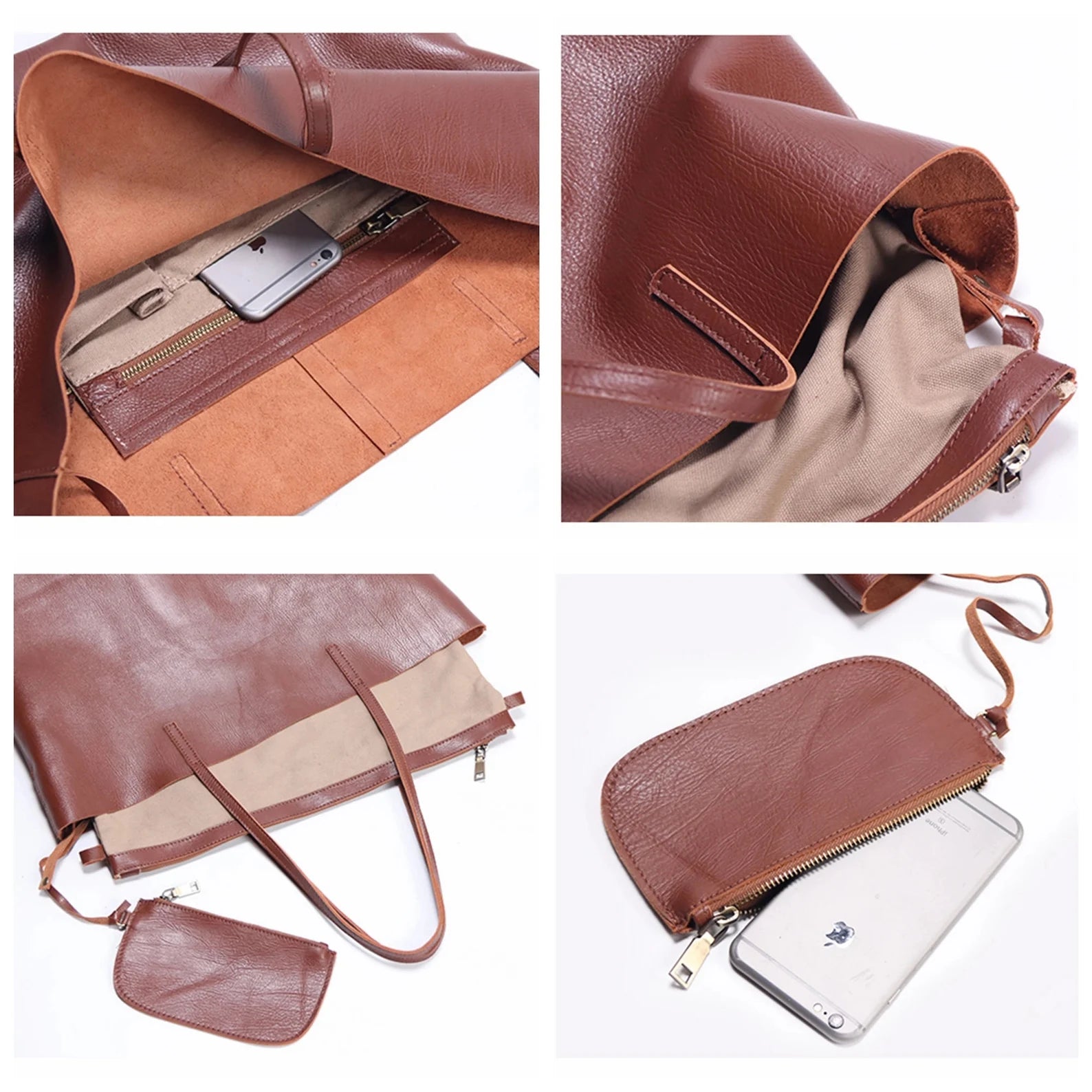 Minimalist Full-Grain Leather Tote Bag