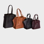 Structured Leather Winged Tote Bag