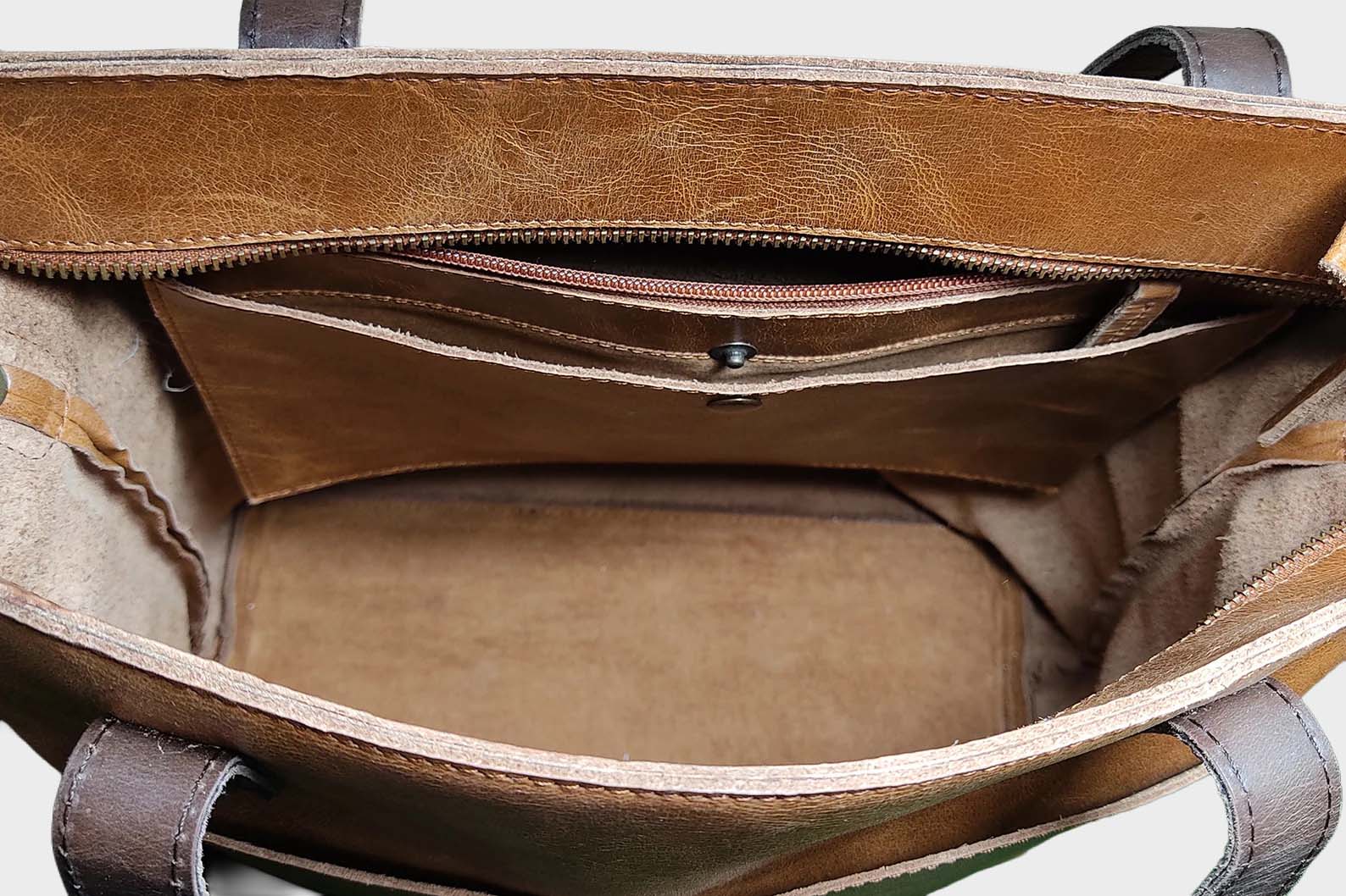 Crazy Horse Leather Tote Bag with Crossbody Strap