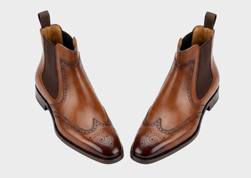 Azure Gradient Hand-Burnished Wholecut Oxfords