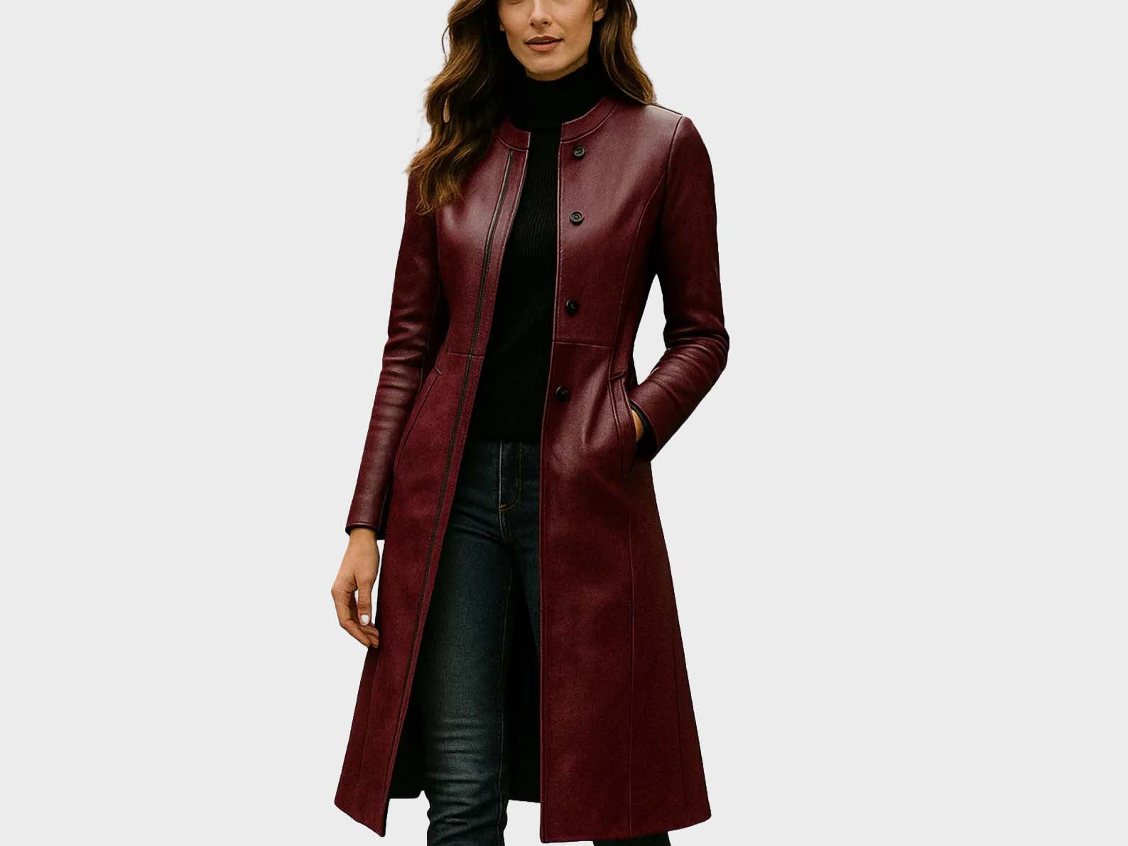 Women’s Sleek Black Slim-Fit Minimalist Leather Jacket