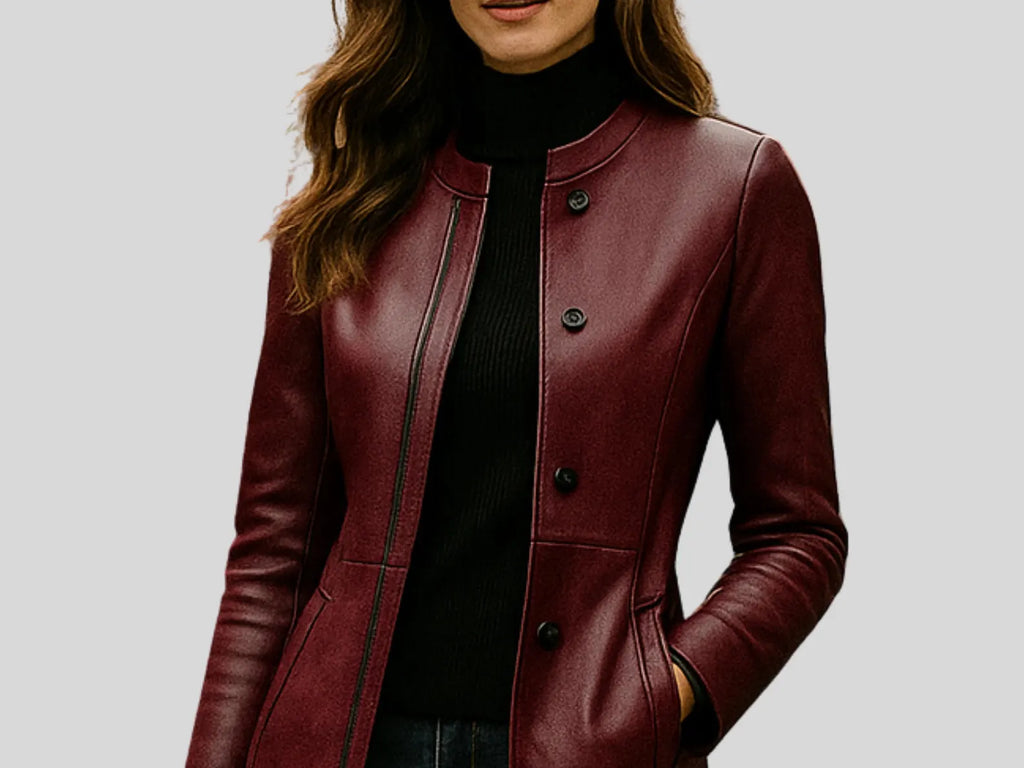 Women’s Sleek Black Slim-Fit Minimalist Leather Jacket